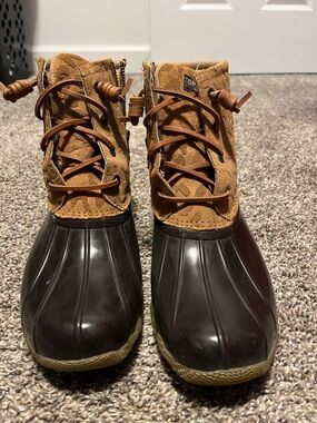 Sperry Tan Suede & Dark Brown Waterproof Duck Boots